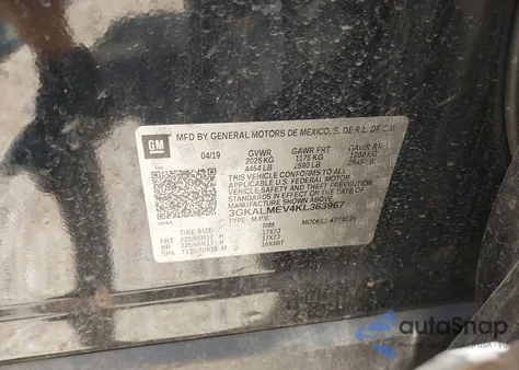2019 GMC Terrain Sle from USA, damaged, VIN 3GKALMEV4KL363967